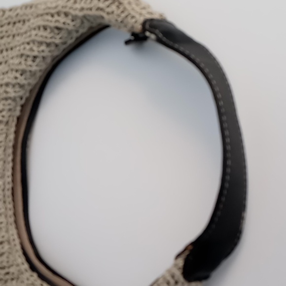 Sigrid Olsen-Vintage Crocheted Shoulder Bag w/Leather Strap & trim-Natural Beige - Picture 7 of 16